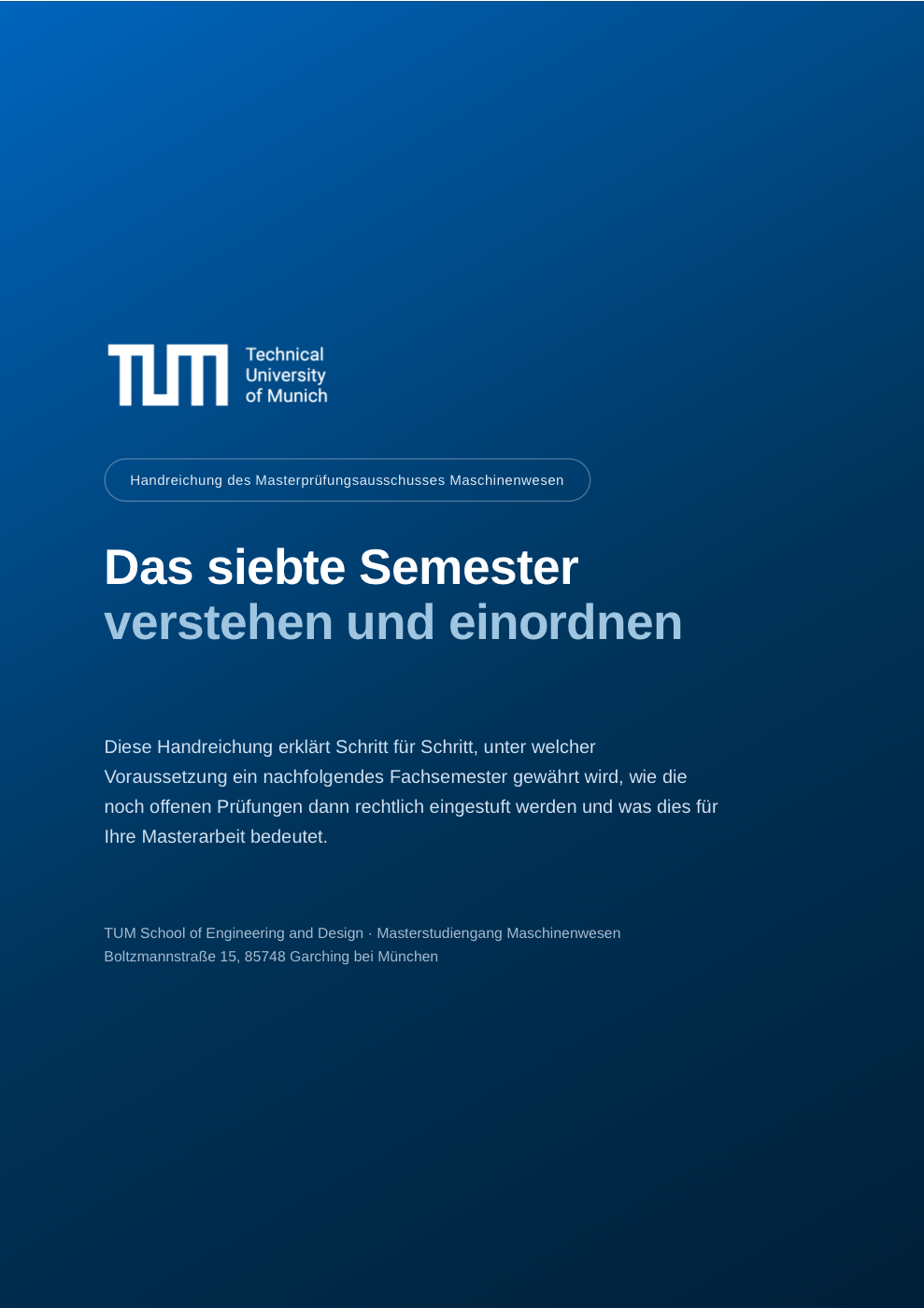 Titelseite der Handreichung „Das siebte Semester — verstehen und einordnen“